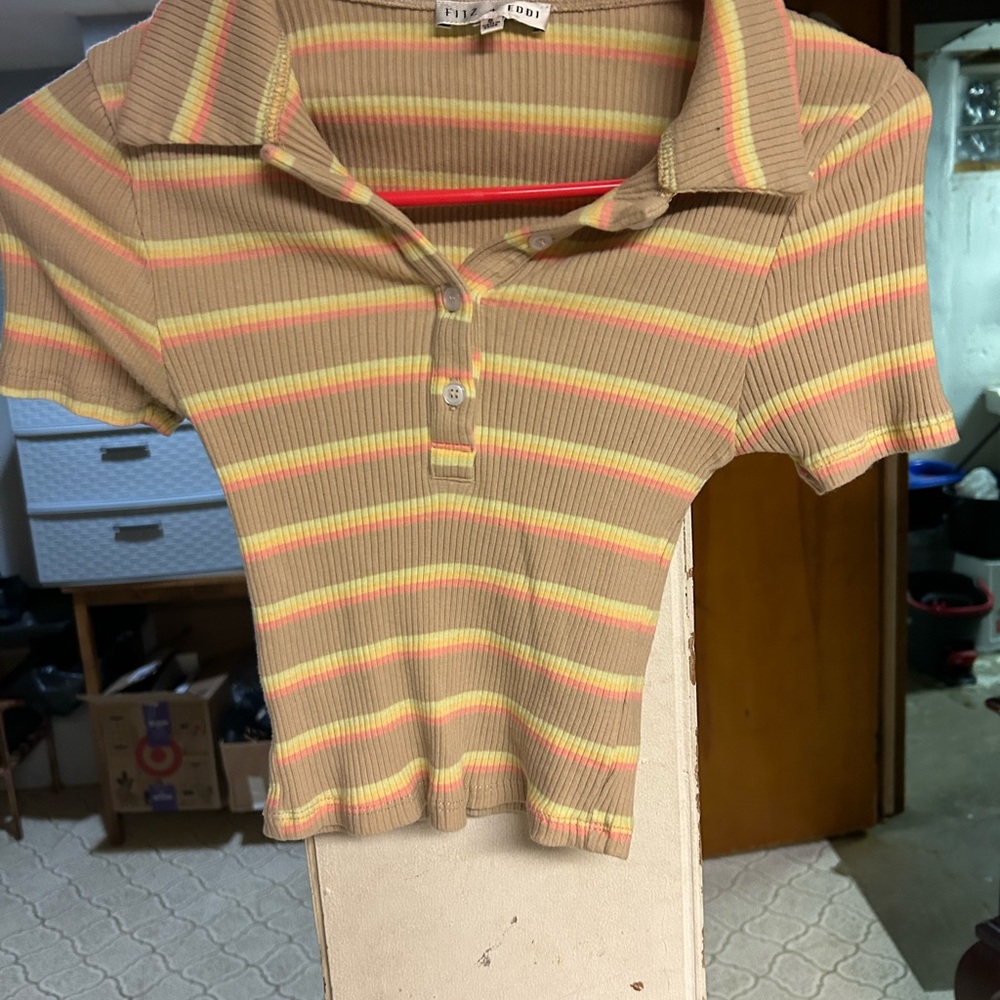 Striped Ribbed Polo Shirt